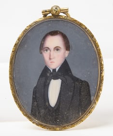 Miniature Portrait Pendant of a Young Man with Hair Memorial
