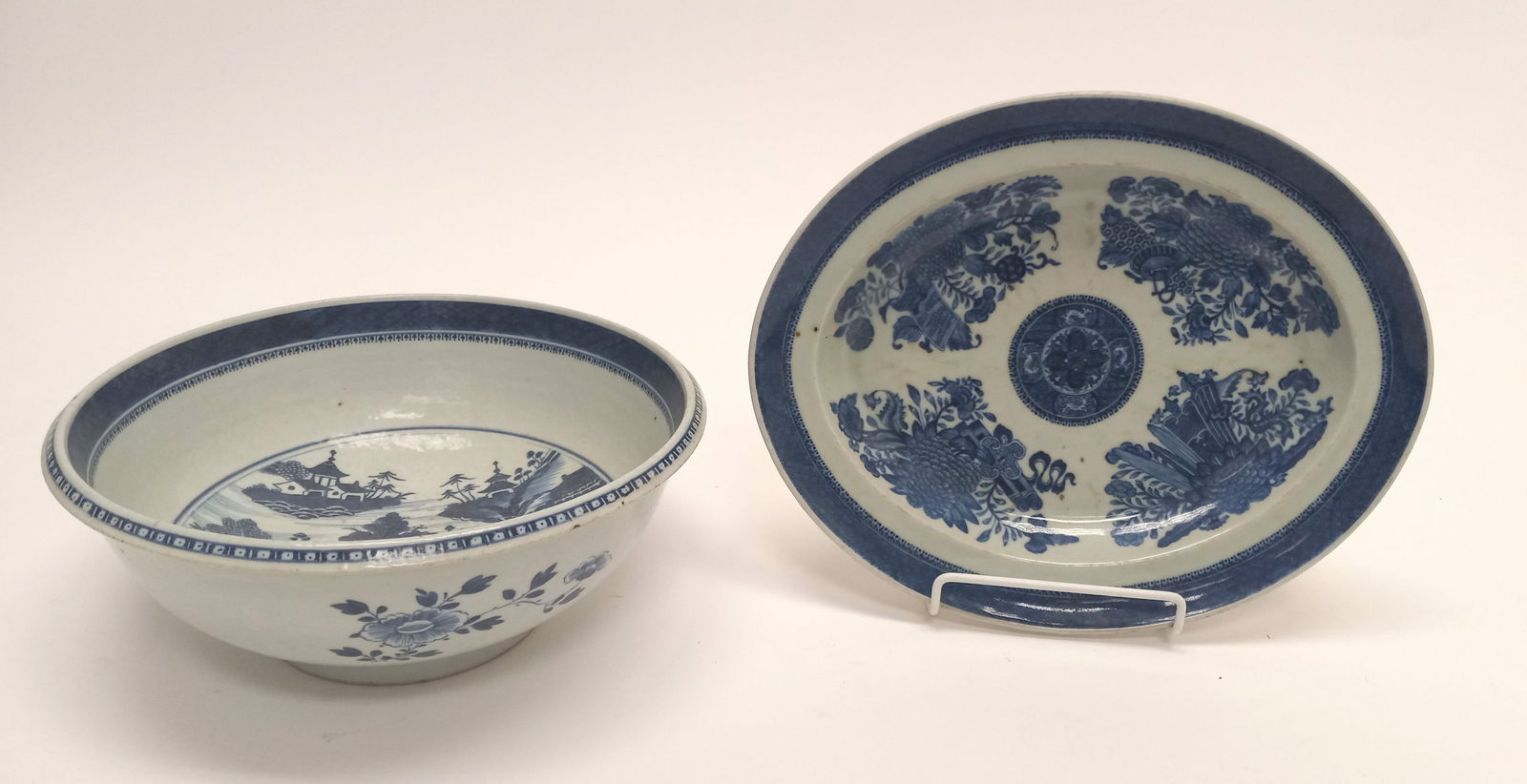 Large Export Porcelain Bowl and Platter (1 of 5)