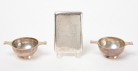 Indian Colonial Cheroot Case and Pair of Salts