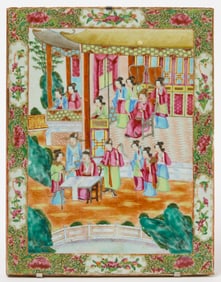 Rose Medallion Porcelain Plaque