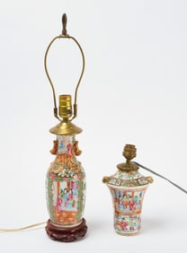 Two Rose Medallion Lamps