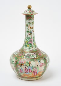 Rose Medallion Lidded Bottle Vase