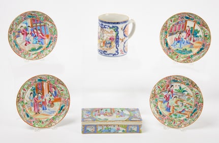 Rose Medallion Box, Mug and Plates