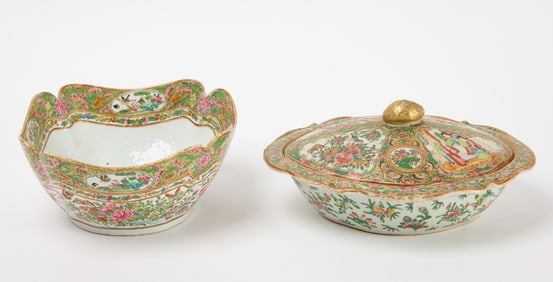 Rose Medallion Covered Vegetable and Bowl