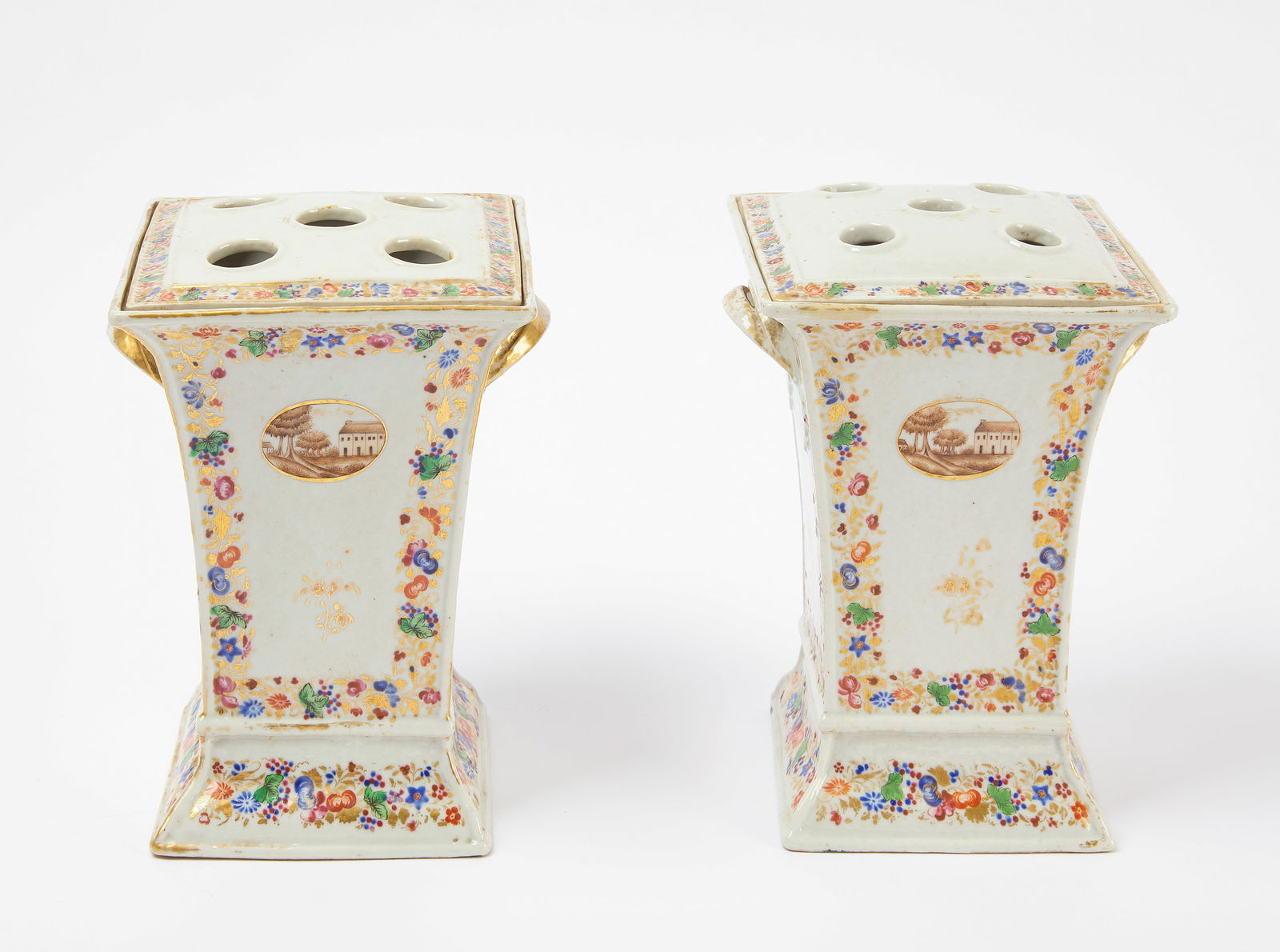 Pair Porcelain Export Bough Pots (1 of 5)