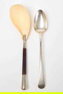 Two Chinese Serving Spoons: Two Chinese serving spoons. First a s