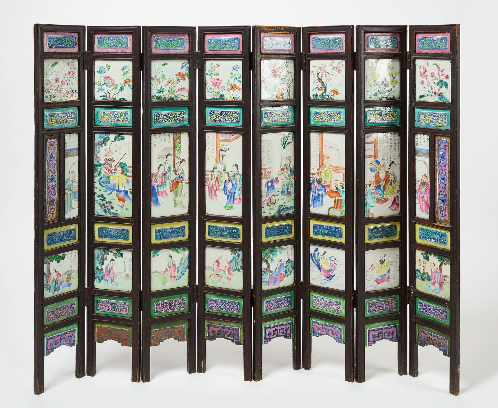 Chinese Folding Screen with Porcelain Panels (1 of 6)