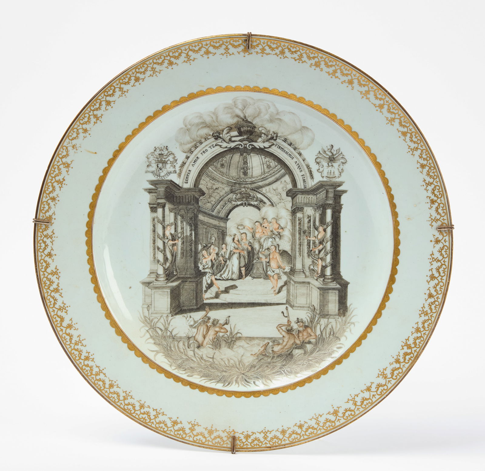 Chinese Export Grisaille Marriage Charger (1 of 4)