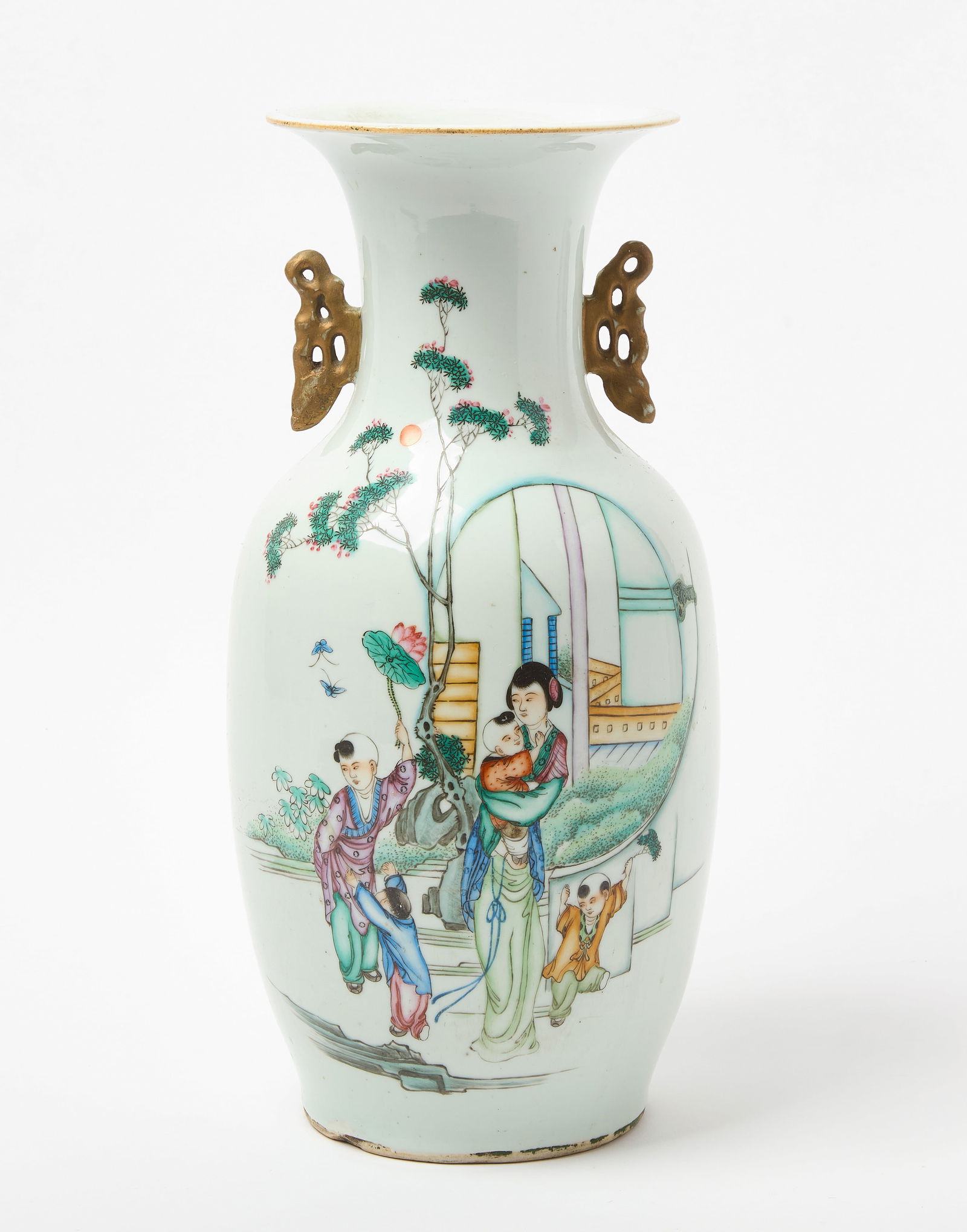 Chinese Caligraphy Vase with Family Scene (1 of 6)