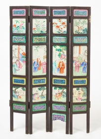 Folding Asian Tile Screen