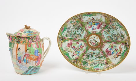 Rose Medallion Water Pitcher and Platter