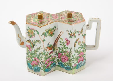 Famile Rose Double Chamber Tea Pot