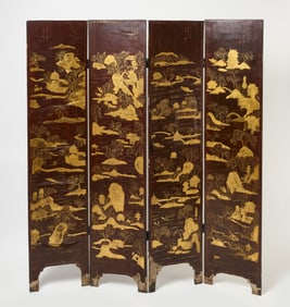 Asian Gilded Folding Screen