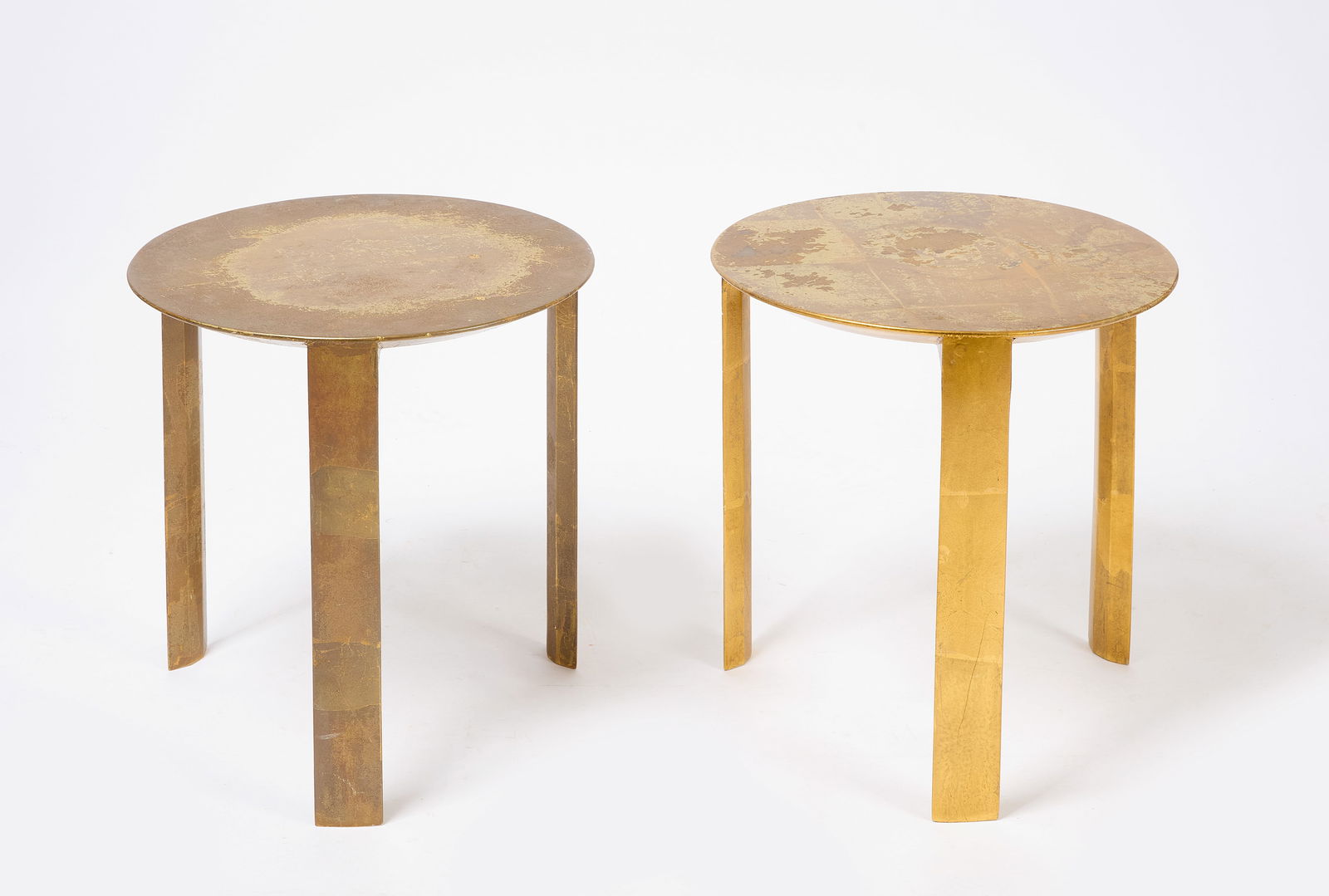 Pair of  Round Gilt End Tables (1 of 5)