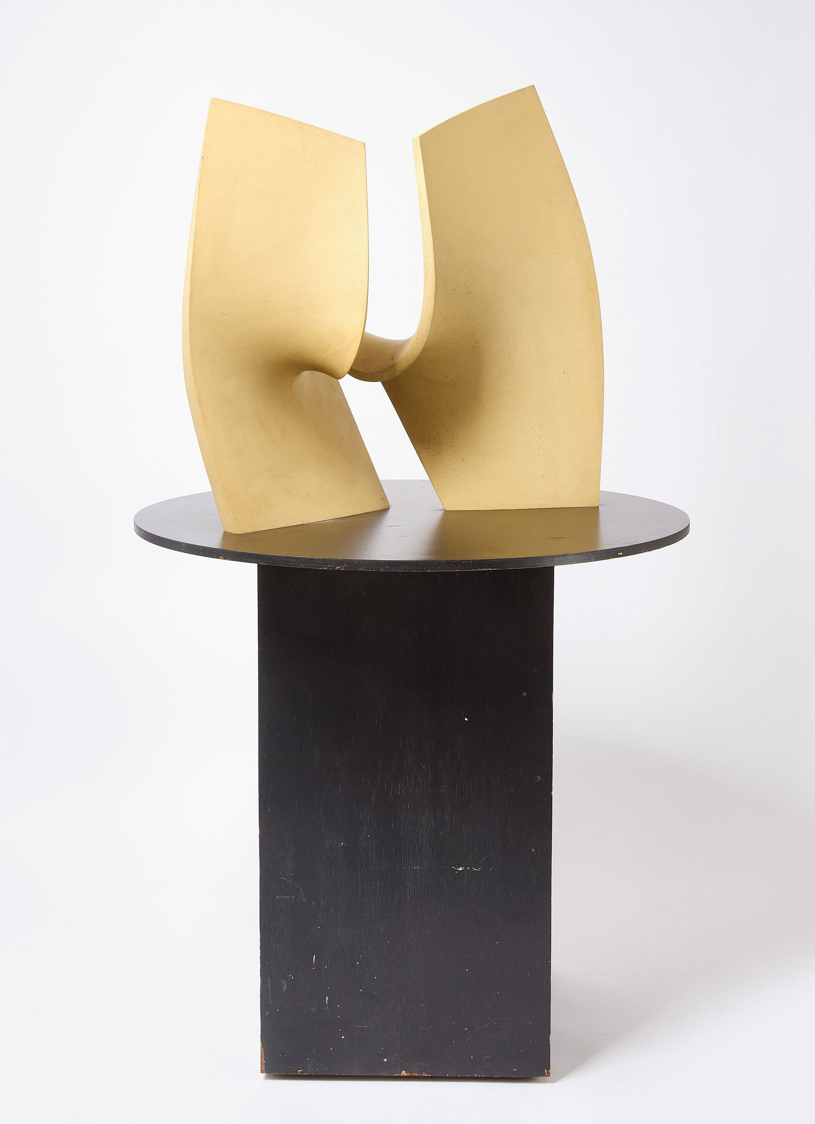 Modern Revolving Abstract Figure: Modern abstract sculpture. Attributed to Jack Youngerman. Resin composition. On original revolving pedestal base.Rago Auctions 2019. H 70 in. D 40 in. Condition: Minor surface imperfections. Link to h