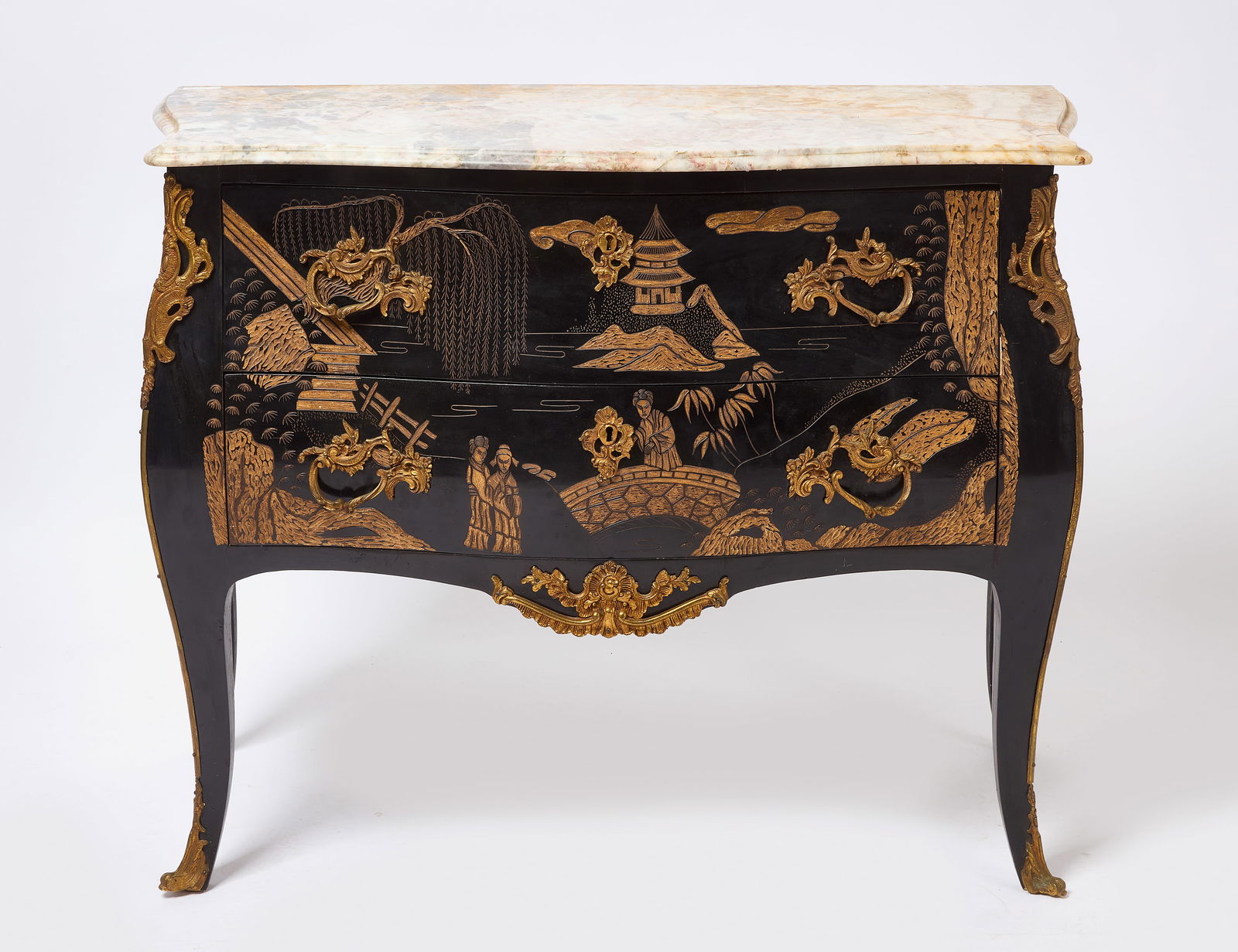 Asian-Inspired Marble Top Commode (1 of 3)