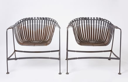 Pair of Woodard Sunburst Strap  Chairs