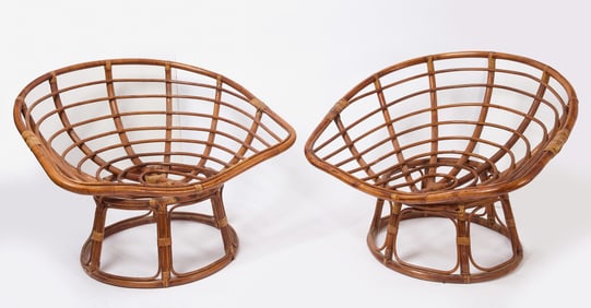 Pair of Rattan Lounge Chairs