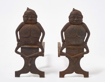 Pair of Palmer Cox Brownie Andirons