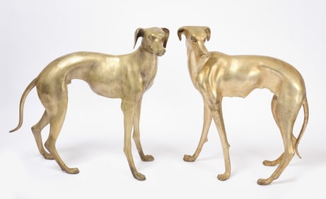 Pair of Brass Greyhound Figures