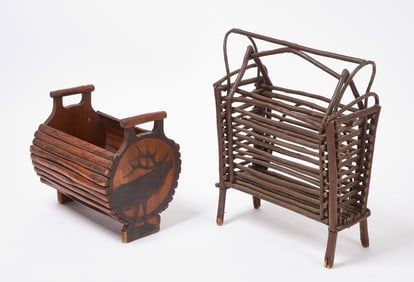 Adirondack Magazine Rack and Tinder Bucket