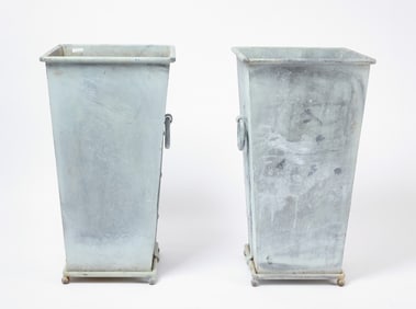 Pair of Galvanized Steel Planters
