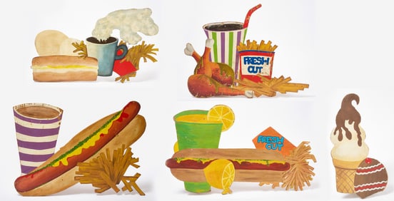 Group of Five Painted Luncheonette Signs