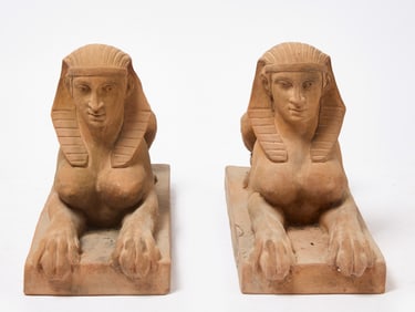 Pair of Terracotta Androsphinx Sculptures