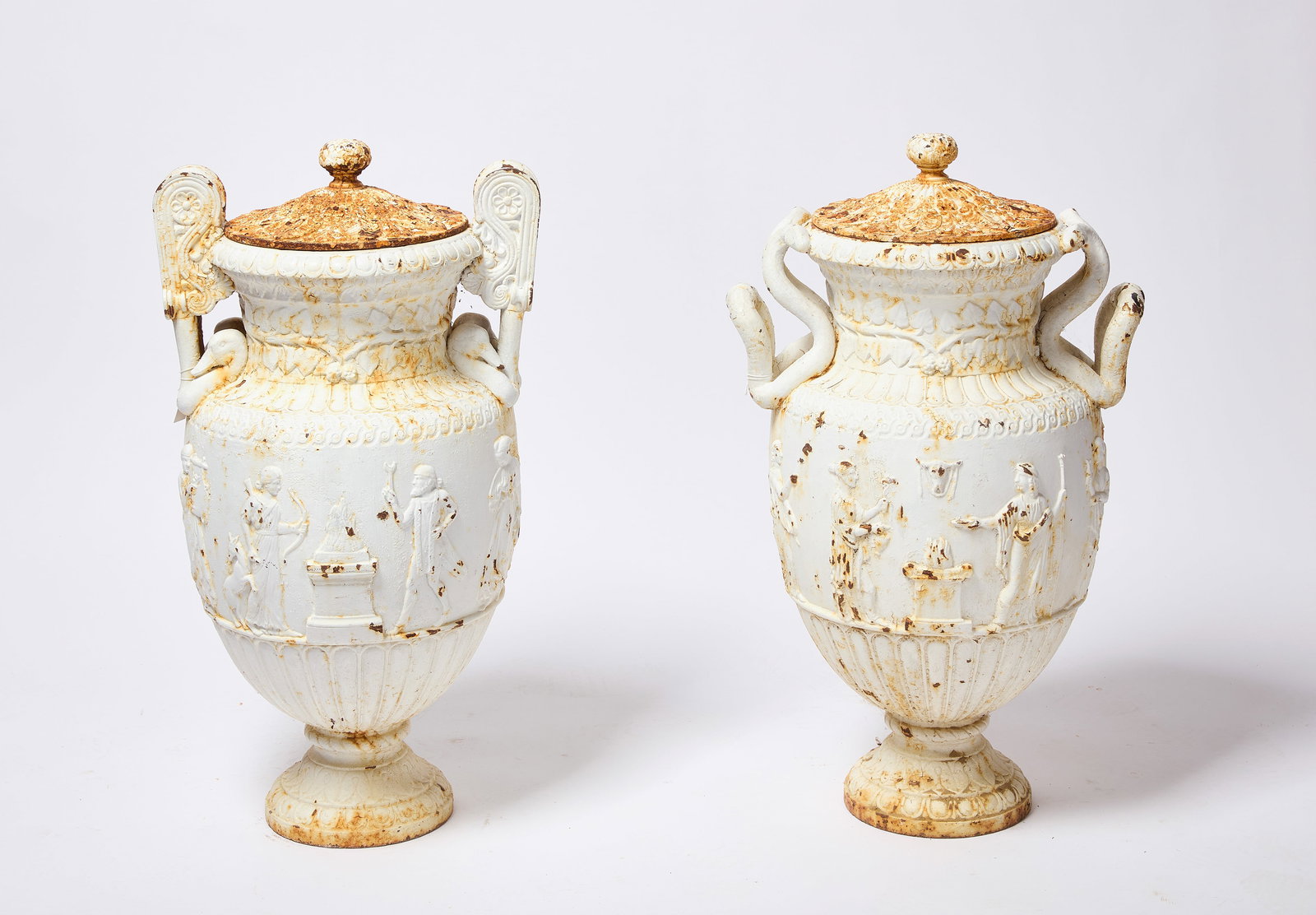 Two Lidded Iron Garden Urns (1 of 3)