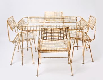 Set of Wrought Iron Table and Four Chairs