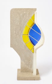 Studio Pottery Cement Plaster and Glass Modernist Sculpture