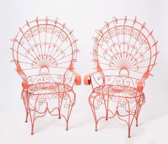 Pair of Wire Peacock Chairs
