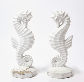 Pair of Seahorse Garden Sculptures
