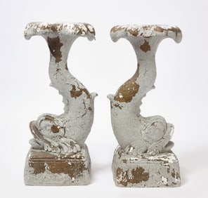 Pair of Dolphin Garden Pedestals