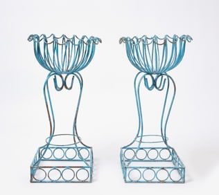 Pair of Painted Iron Planters