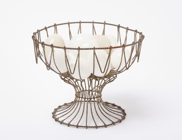 Wire Compote with Fourteen Blown Glass Eggs