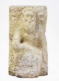Carved Stone Figure of a Bearded Man