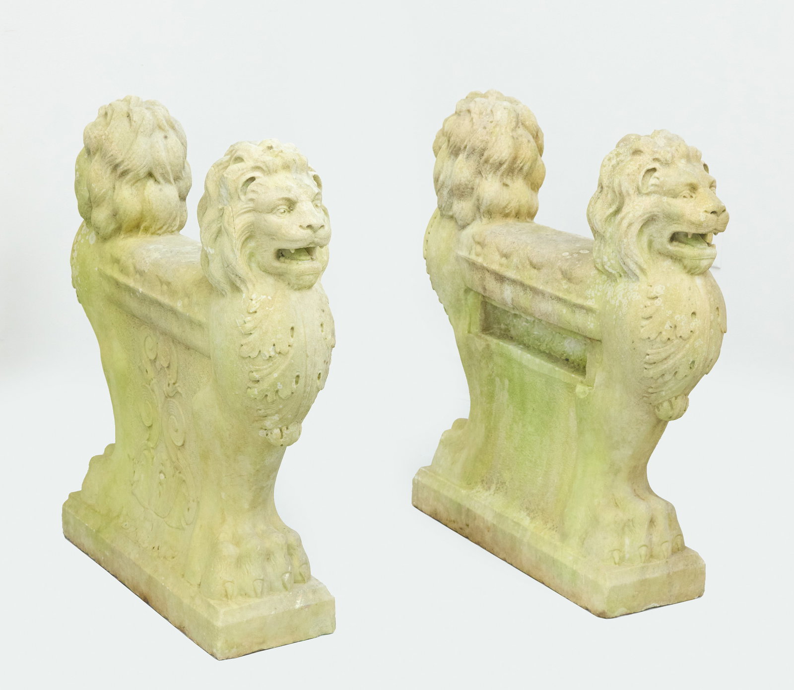 Pair of Impressive Marble Lion Bench Ends (1 of 5)