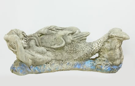 Mermaid and Dolphin Garden Sculpture