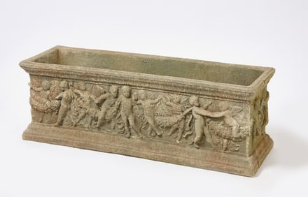 Long Garden Planter with Dancing Cherubs