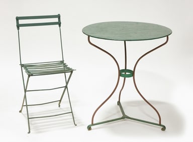 Painted Cafe Table and Folding Chair