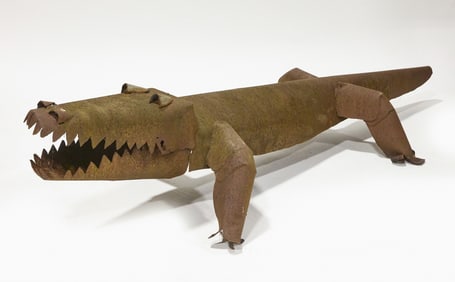 Iron Folk Art Crocodile Sculpture