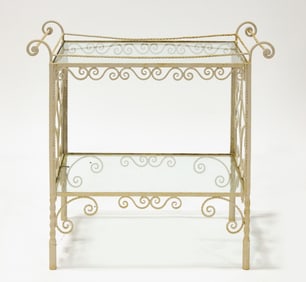 Painted Metal Serving Tray Table