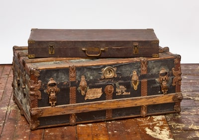 Wooden Tool Box and Steamer Trunk