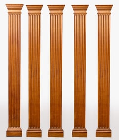 Set of Five Oak Doric Pilasters