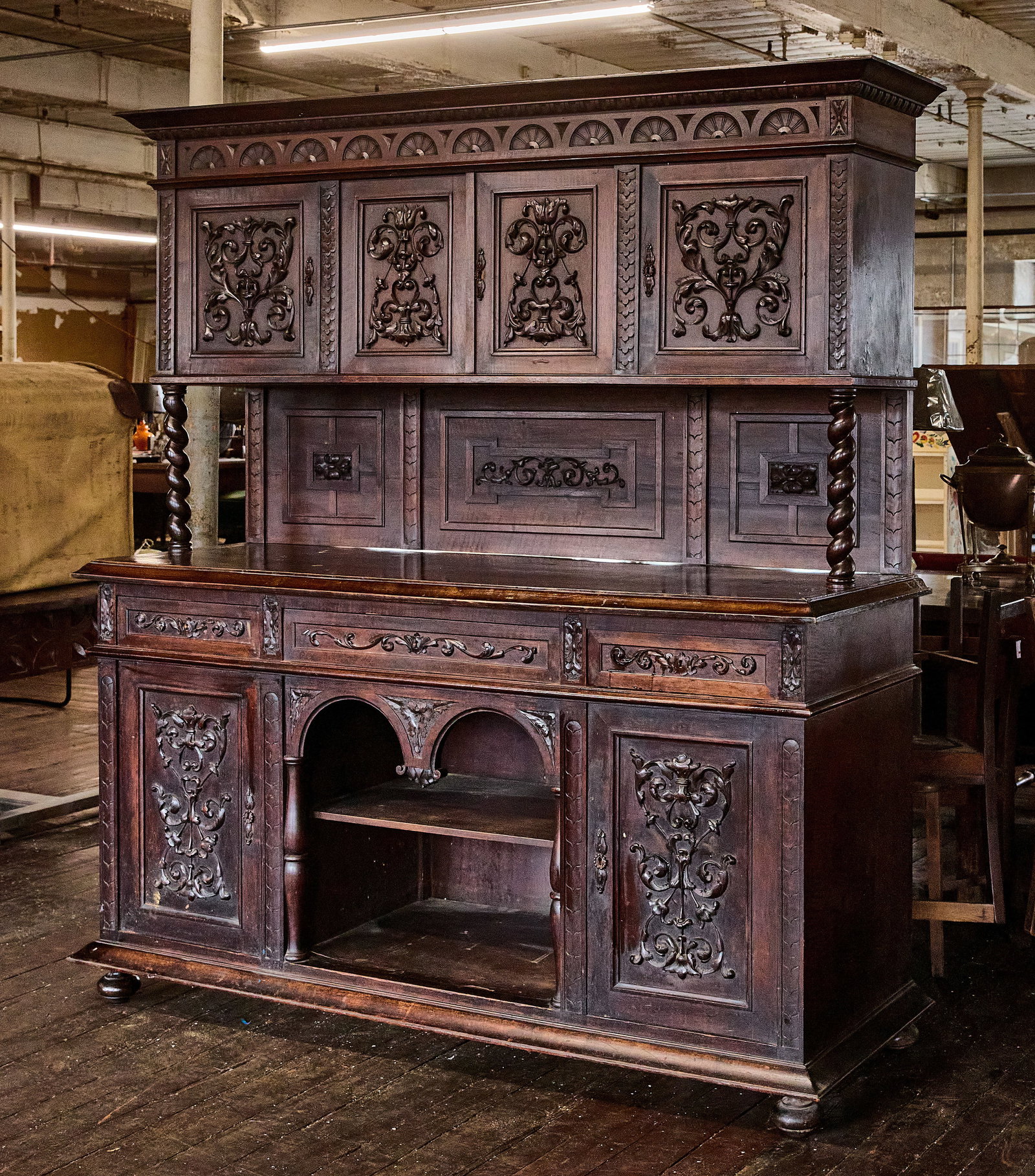 Jacobean Barley Twist Two-Part Cupboard (1 of 3)