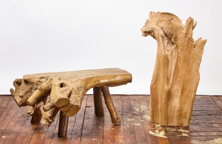 Live Edge Root Table and Tree Trunk Plant Holder