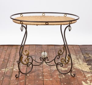 Iron Occasional Table with Glass Accents