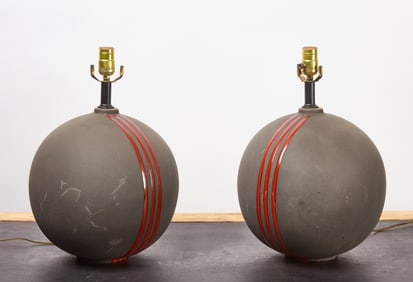 Post Modern Ceramic Lamps by Sunset Cosco in Grey and Flaming Red