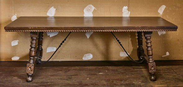 European Refractory Table with Wrought Iron Strut